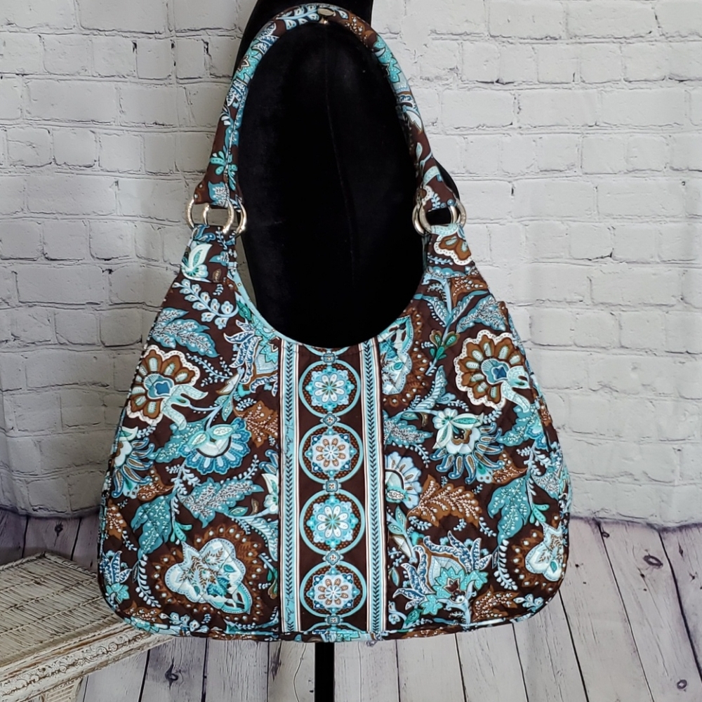 Vera Bradley Floral Hobo Bag - Brown and Blue and Wallet